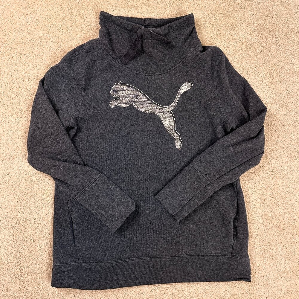 Puma Women's Pullover Sweatshirt High Neck Gray Logo Size XL